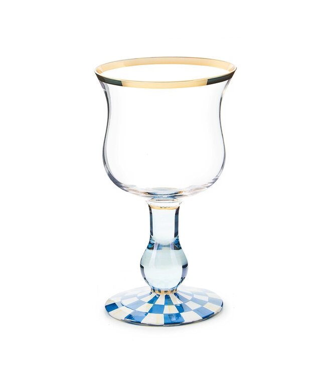 MACKENZIE CHILDS Royal Check Wine Glass