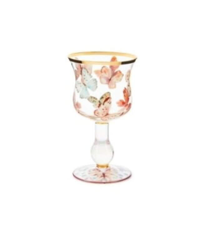 MACKENZIE CHILDS Butterfly Hill Wine Glass