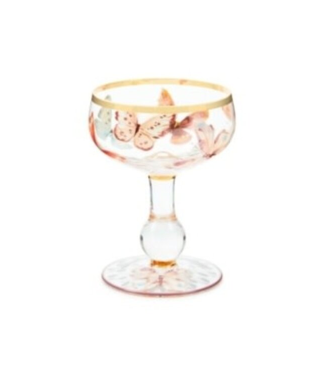 MACKENZIE CHILDS Butterfly Hill Coupe Glass
