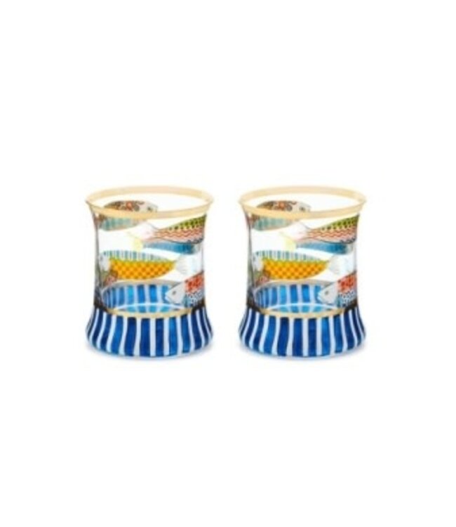 MACKENZIE CHILDS Go Fish Tumbler Glass - Sold Individually