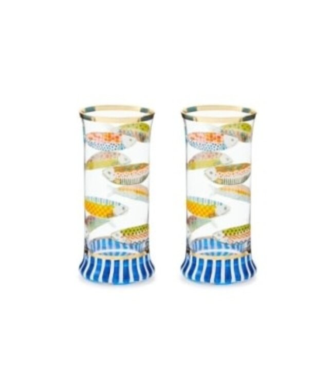 MACKENZIE CHILDS Go Fish Highball Glass - Sold Individually
