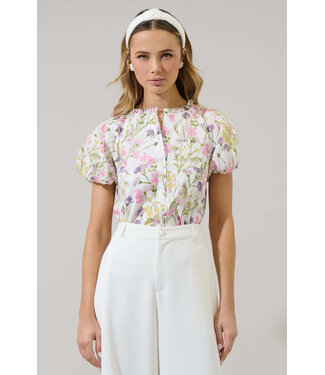 Lita Floral Avy Button Down Top