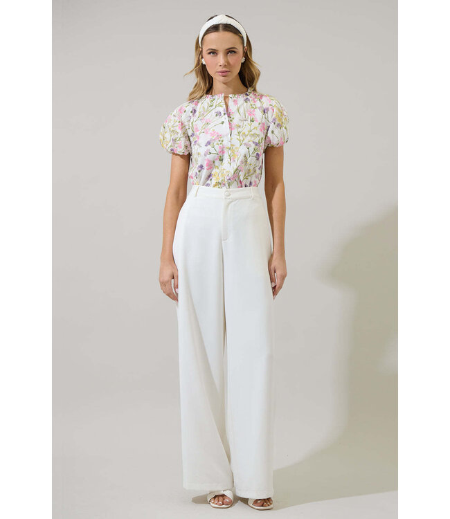 Lita Floral Avy Button Down Top