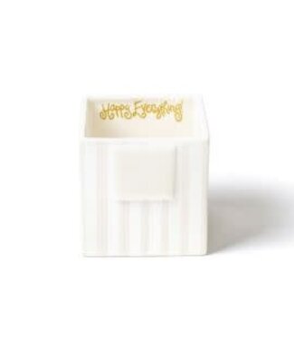 HAPPY EVERYTHING White Stripe Mini Nesting Cube Small