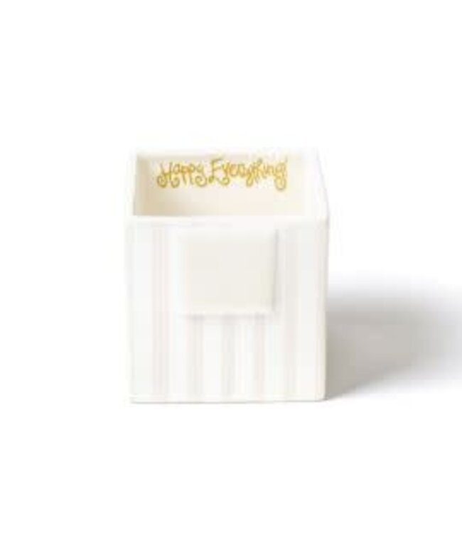 HAPPY EVERYTHING White Stripe Mini Nesting Cube Small