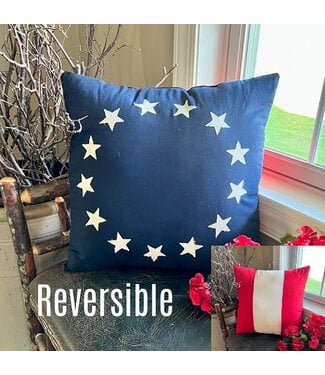 Vintage Flag Pillow Reversible