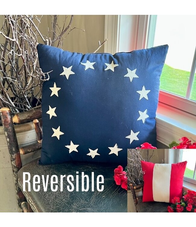 Vintage Flag Pillow Reversible