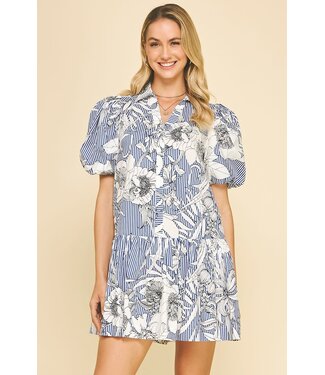 Avria Floral Striped Mini Dress