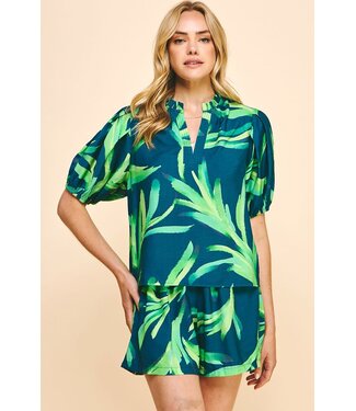 Lyra Short Sleeve V-Neck Woven Top