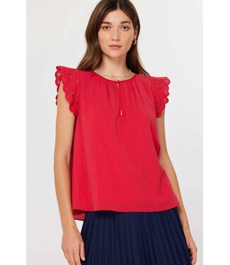 Annie Crochet Sleeve Keyhole Blouse