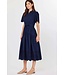 Adeline Embroidered Shirts Collar Midi Dress