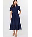 Adeline Embroidered Shirts Collar Midi Dress