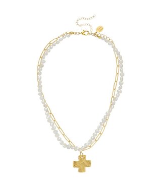 SUSAN SHAW Cross Piper Paperclip Necklace