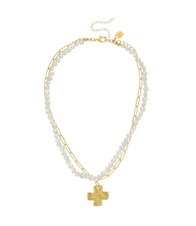SUSAN SHAW Cross Piper Paperclip Necklace