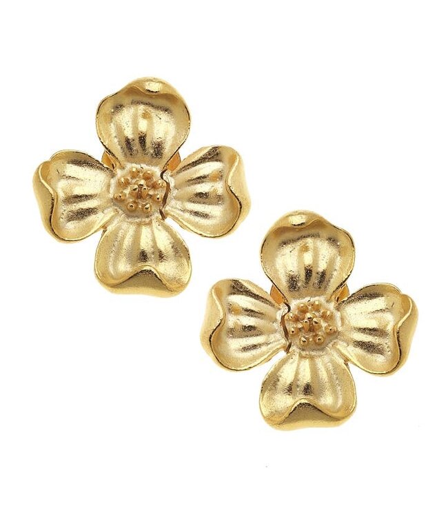 SUSAN SHAW Dogwood Flower Stud Earrings