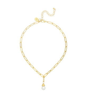 SUSAN SHAW Pearl Paperclip Necklace