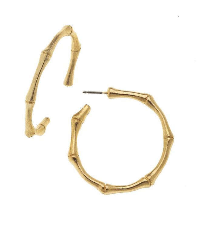 SUSAN SHAW Gold Bamboo Hoop Earrings