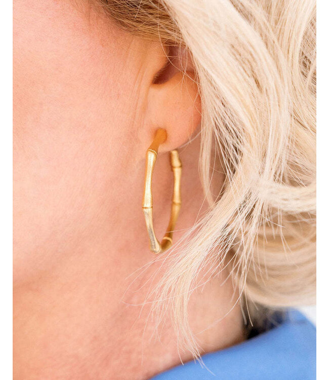 SUSAN SHAW Gold Bamboo Hoop Earrings