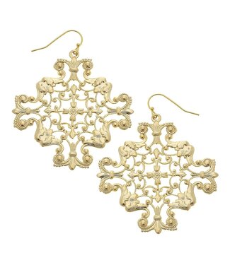 SUSAN SHAW Gold Filigree Earrings