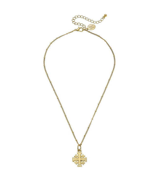 SUSAN SHAW Gold Multi Cross On Beaded Chain Necklace