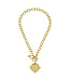 SUSAN SHAW Handcast Gold Compass Front Toggle Necklace