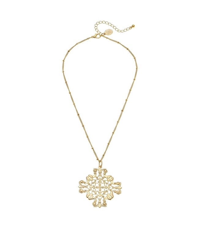 SUSAN SHAW Handcast Gold Filigree Necklace