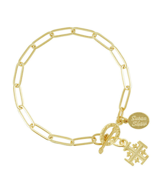 SUSAN SHAW Jerusalem Cross Paperclip Bracelet