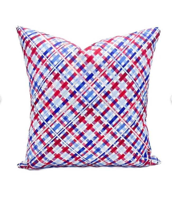 Patriotic Plaid Pillow with Holigraphic Foil Accents