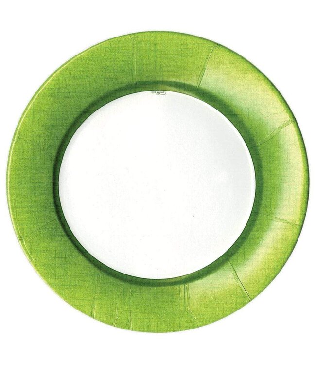 Linen Border Dinner Plate Moss Green