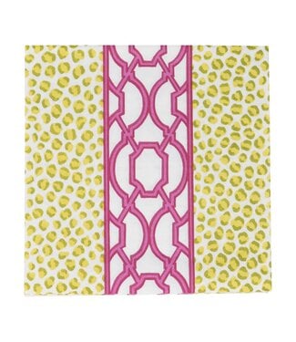 Luncheon Napkins Knots And Spots Green & Fuchsia
