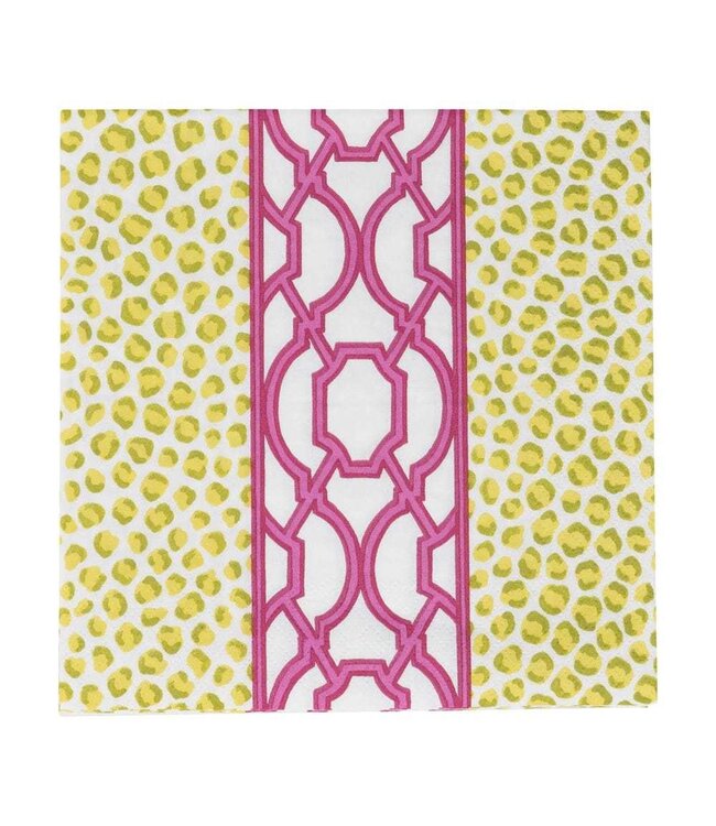 Luncheon Napkins Knots And Spots Green & Fuchsia