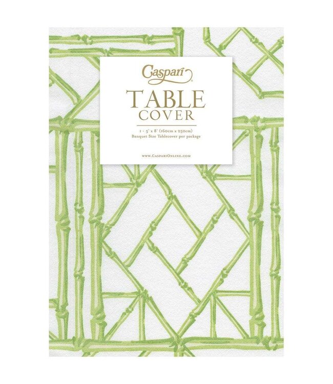 Bamboo Screen Moss Green Paper Linen Table Cover