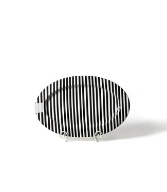 HAPPY EVERYTHING BLACK STRIPE 20" OVAL ENTERTAINING PLATTER