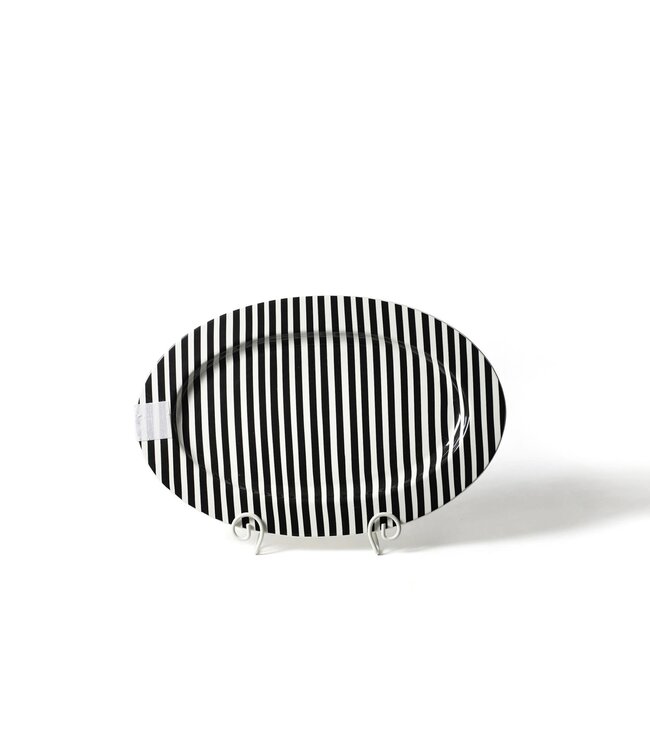 HAPPY EVERYTHING BLACK STRIPE 20" OVAL ENTERTAINING PLATTER