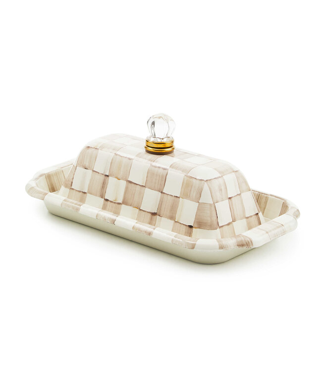 MACKENZIE CHILDS Mocha Check Butter Box