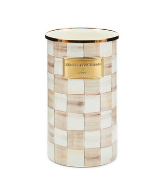 MACKENZIE CHILDS Mocha Check Utensil Holder
