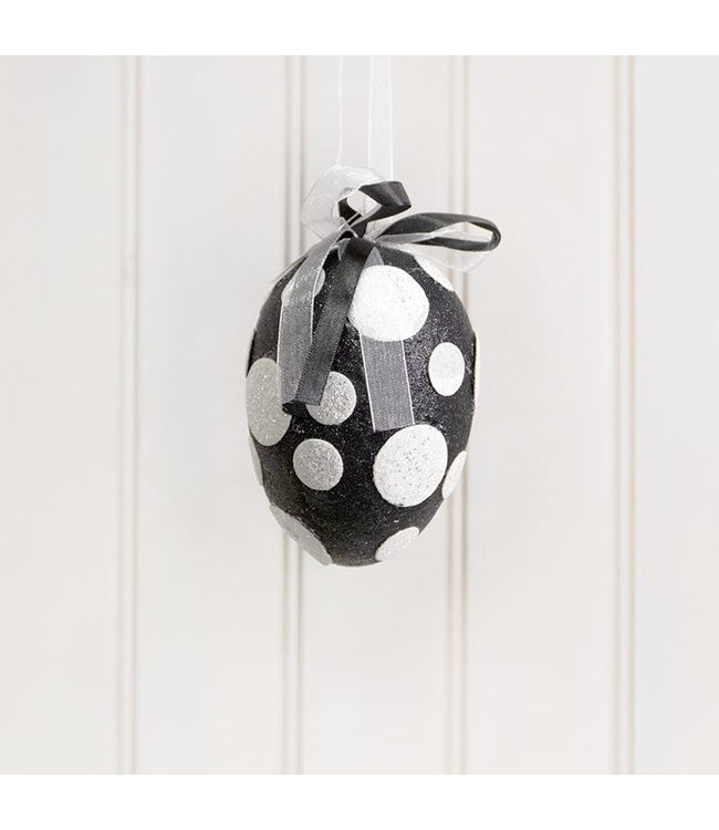 Polkadot Egg Ornament Black