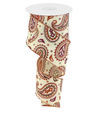 2.5"X10yd Paisley On Royal Ribbon