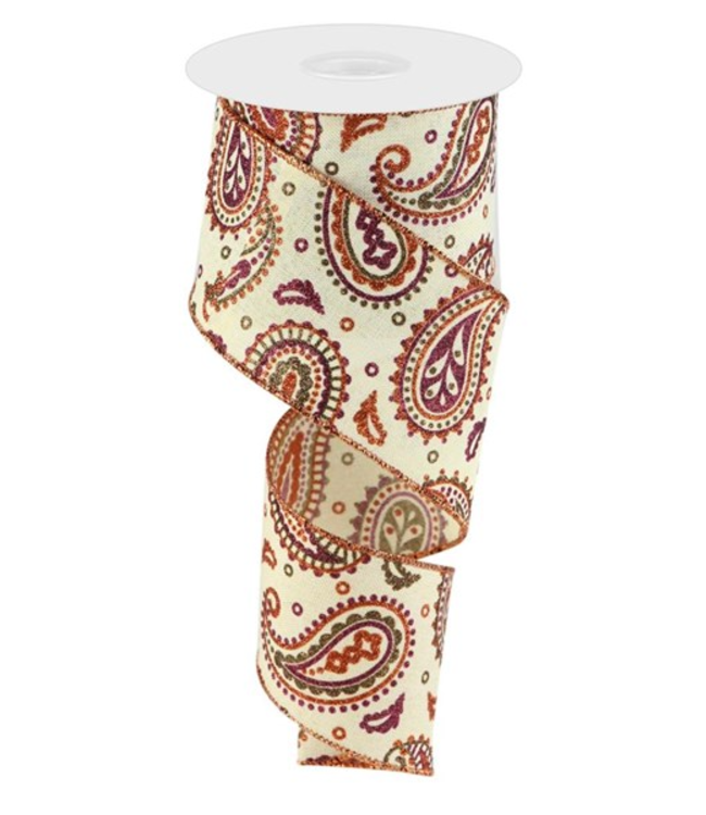 2.5"X10yd Paisley On Royal Ribbon