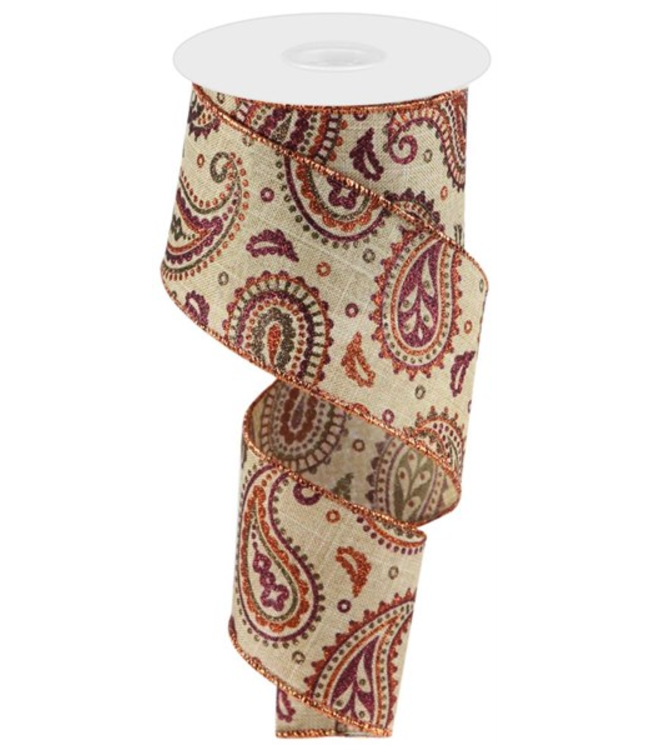 2.5"X10yd Paisley On Royal Ribbon