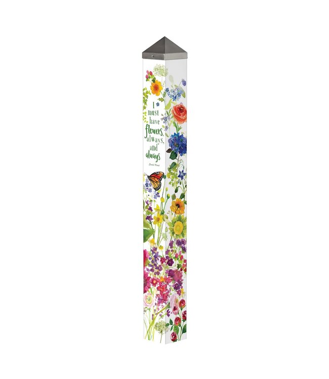 Watercolor Flowers 40" Art Pole