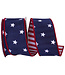 2.5 Inch Stars Dupioni Deluxe Striped Backing Wired Edge - Navy/Red