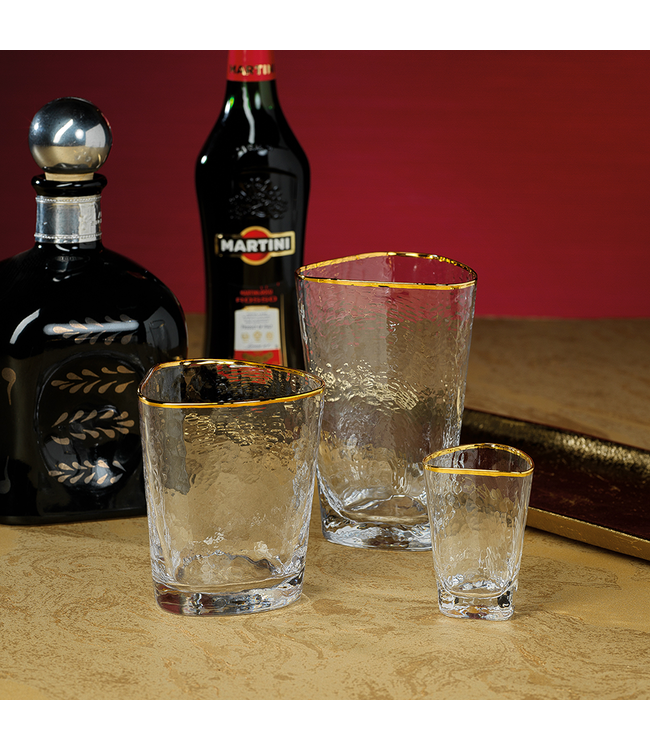Aperitivo Triangular Double Old Fashioned Glass - Clear with Gold Rim