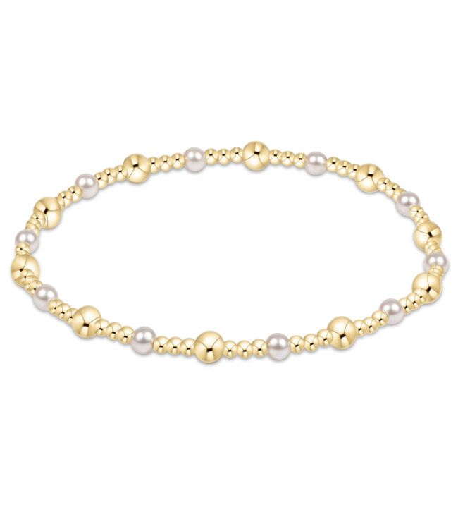 ENEWTON Classic Gold Sincerity Pattern 4mm Bead Bracelet - Pearl