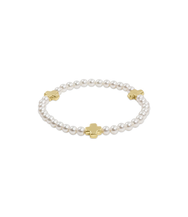 ENEWTON Signature Cross Pearl Pattern 4mm Bead Bracelet - Gold