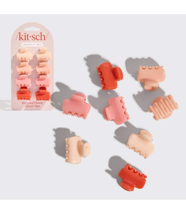 KITSCH Recycled Mini Cloud Clips 8pc Set - Cherry Blossom