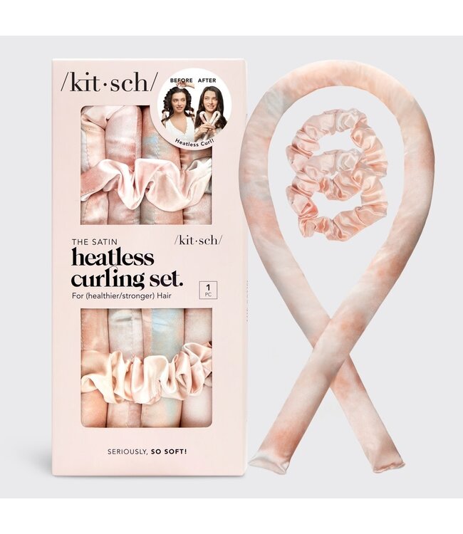 KITSCH Satin Heatless Curling Set - Sunset Tie Dye