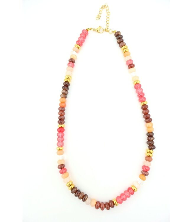 Adjustable Necklace Rose Warm Hues Gemstone Colorblock