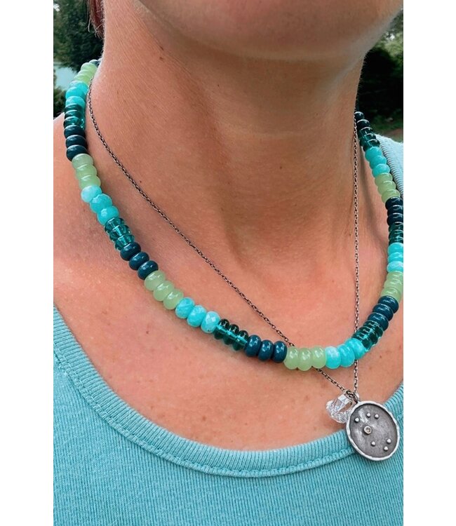 Adjustable Necklace Sophia Blue/Green Colorblock Multicolor