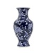 14" Dark Blue Chinoiserie Ceramic Vase